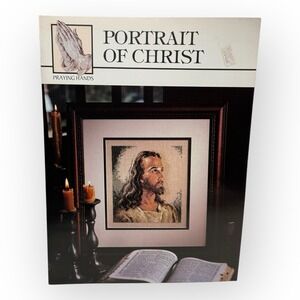 1996 Praying Hands #24000 Portrait of Christ Cross Stitch Leaflet Christian